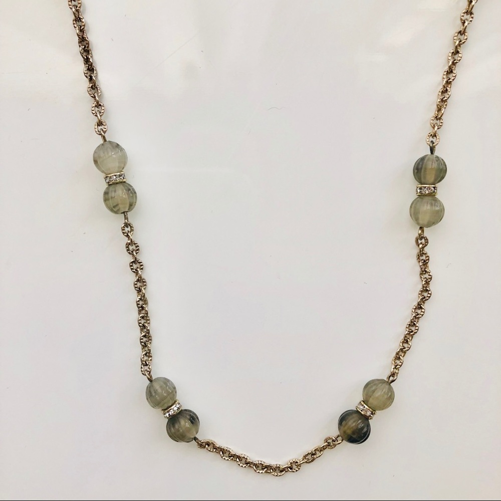 J CREW : :  GOLD AND LABRADORITE 19” NECKLACE